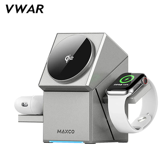 🎁 MAXCO Qi2 3-in-1 Wireless charger with Auto-Rotating Phone Dock compatible with MagSafe for iPhone Apple Watch Ultra 2 Airpods (100% off)